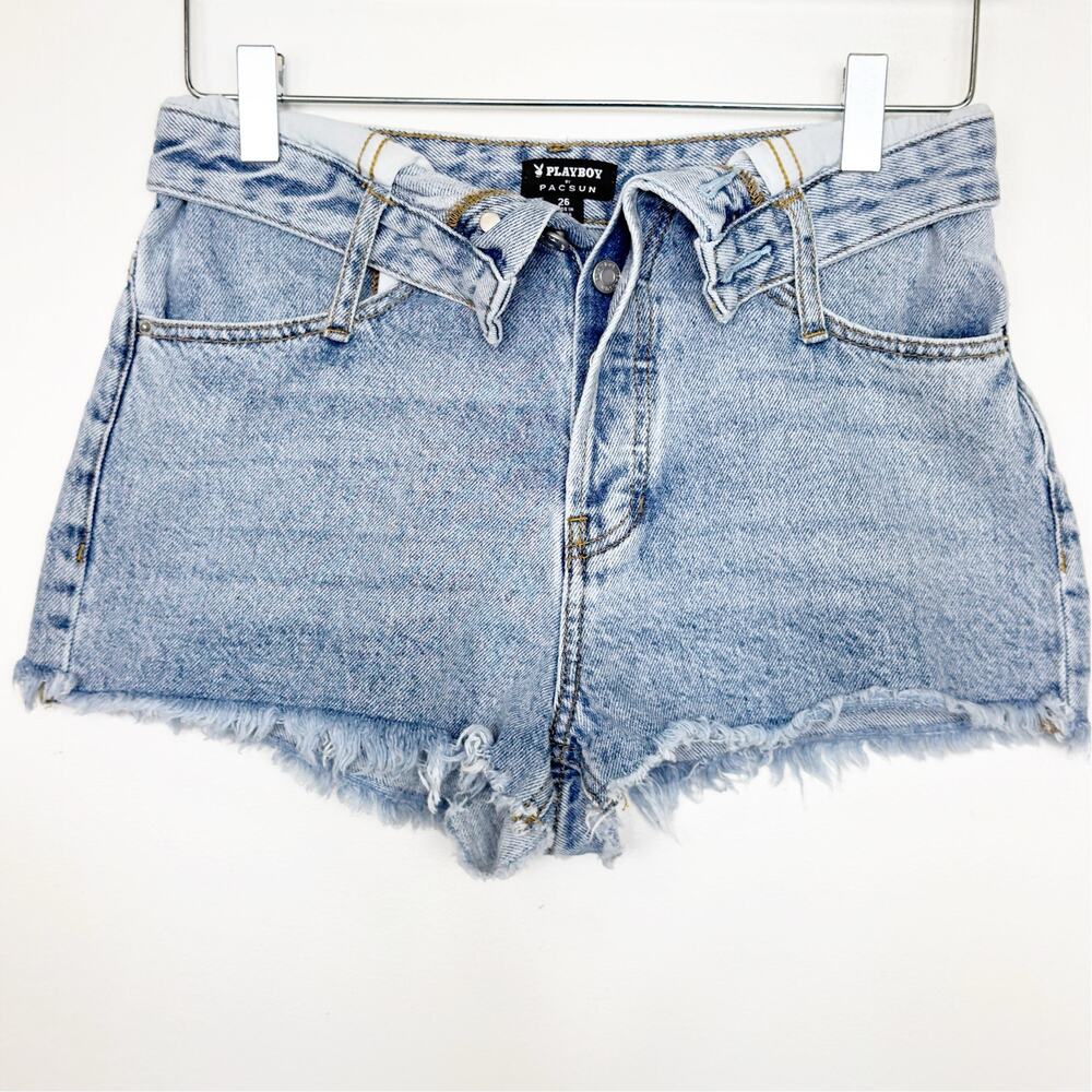Limited Edition Playboy by Pacsun Light Wash Blue Jean Denim Shorts 26